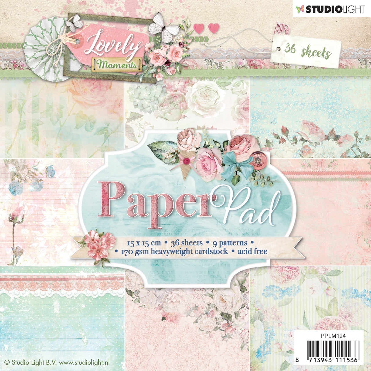 Studio Light Paper Pad 6"X6" 36/Pkg - Lovely Moments, 9 Designs/4 Each