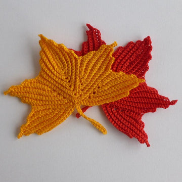 Maple leaf motifs. Irish crochet