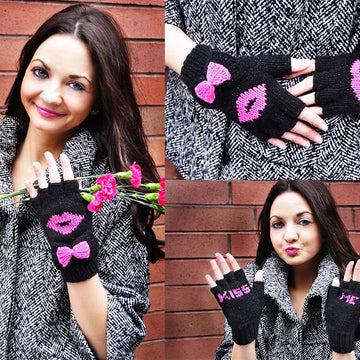 Be My Valentine Flirty Fingerless Gloves with Vday Messages