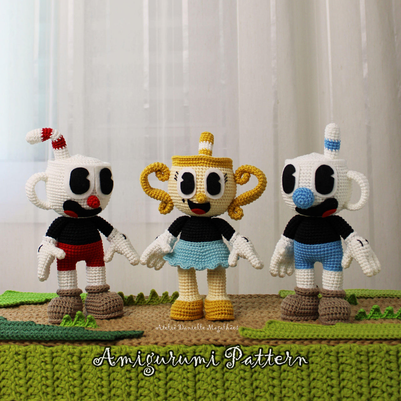 Cuphead, Mugman and Ms. Chalice amigurumi pattern (big version)