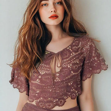 Lace Crochet Capelet Top – Boho Festival Crop Top