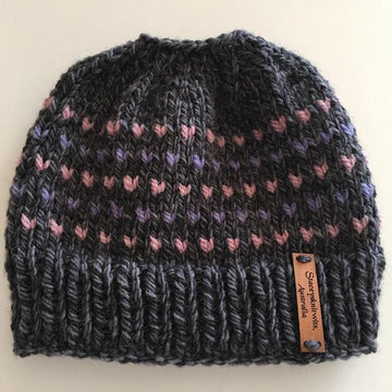 Messy Bun Beanie fair isle