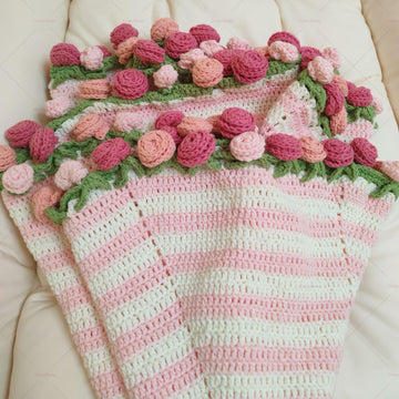 Crochet Rose Flower Bouquet Blanket Pattern PDF