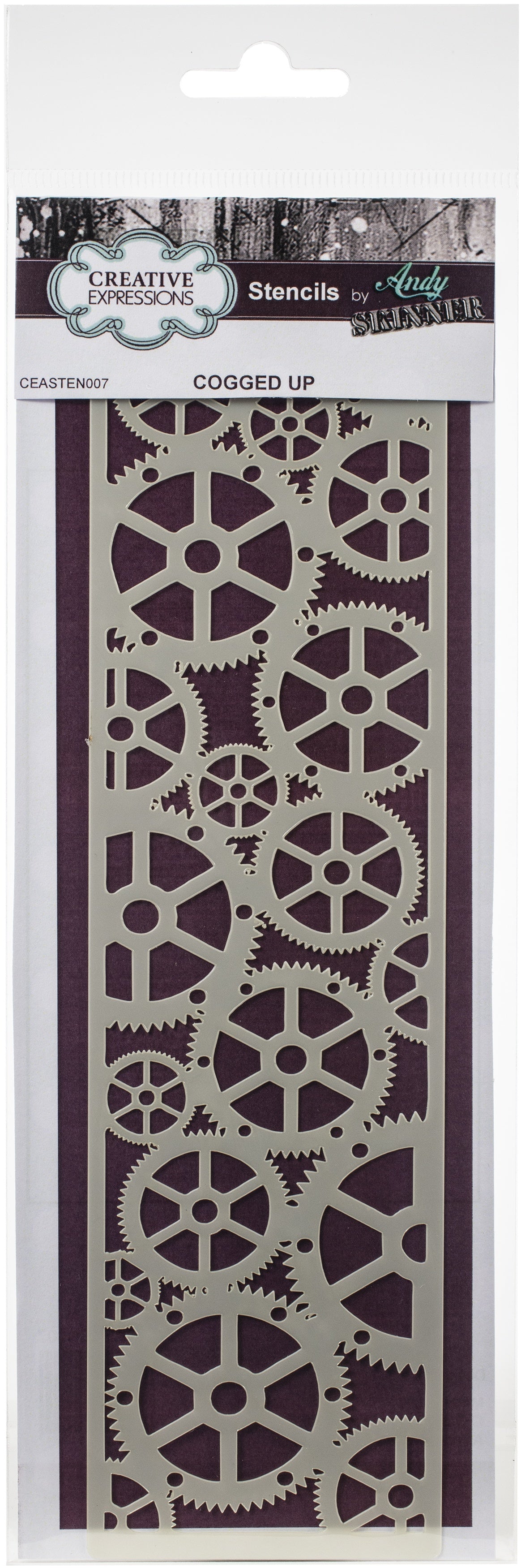 Creative Expressions 9"X2.5" Stencil By Andy Skinner - Cogged Up