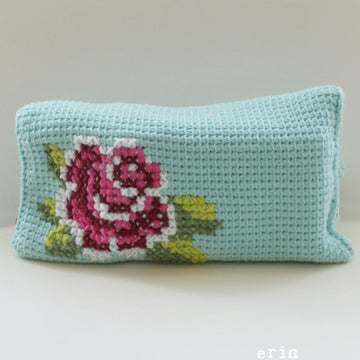 Cotton Pink Rose Bloom Clutch (11" x 11") (tunisian007)