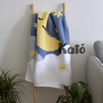 Crochet baby blanket pattern with Moon and Stars - Sweet dreams