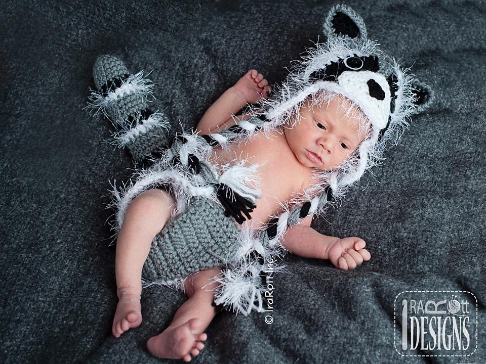 Rocky the Raccoon Baby Hat and Diaper Cover Set