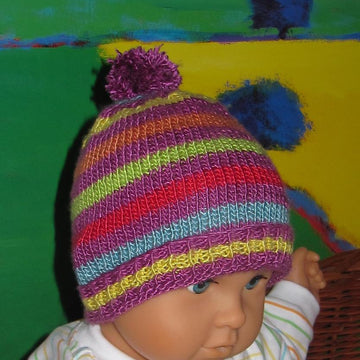 Baby  Stripe Bobble Beanie