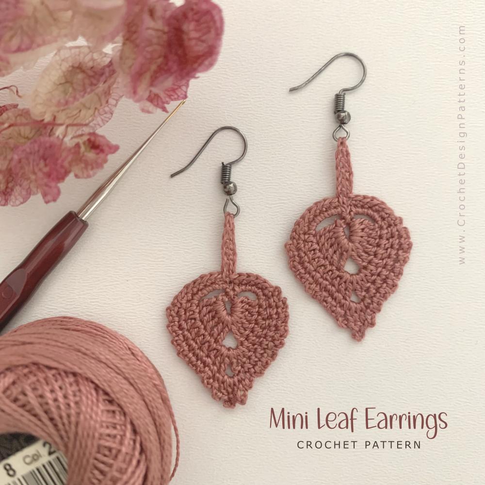 Mini Leaf Earrings Crochet Pattern