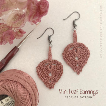 Mini Leaf Earrings Crochet Pattern
