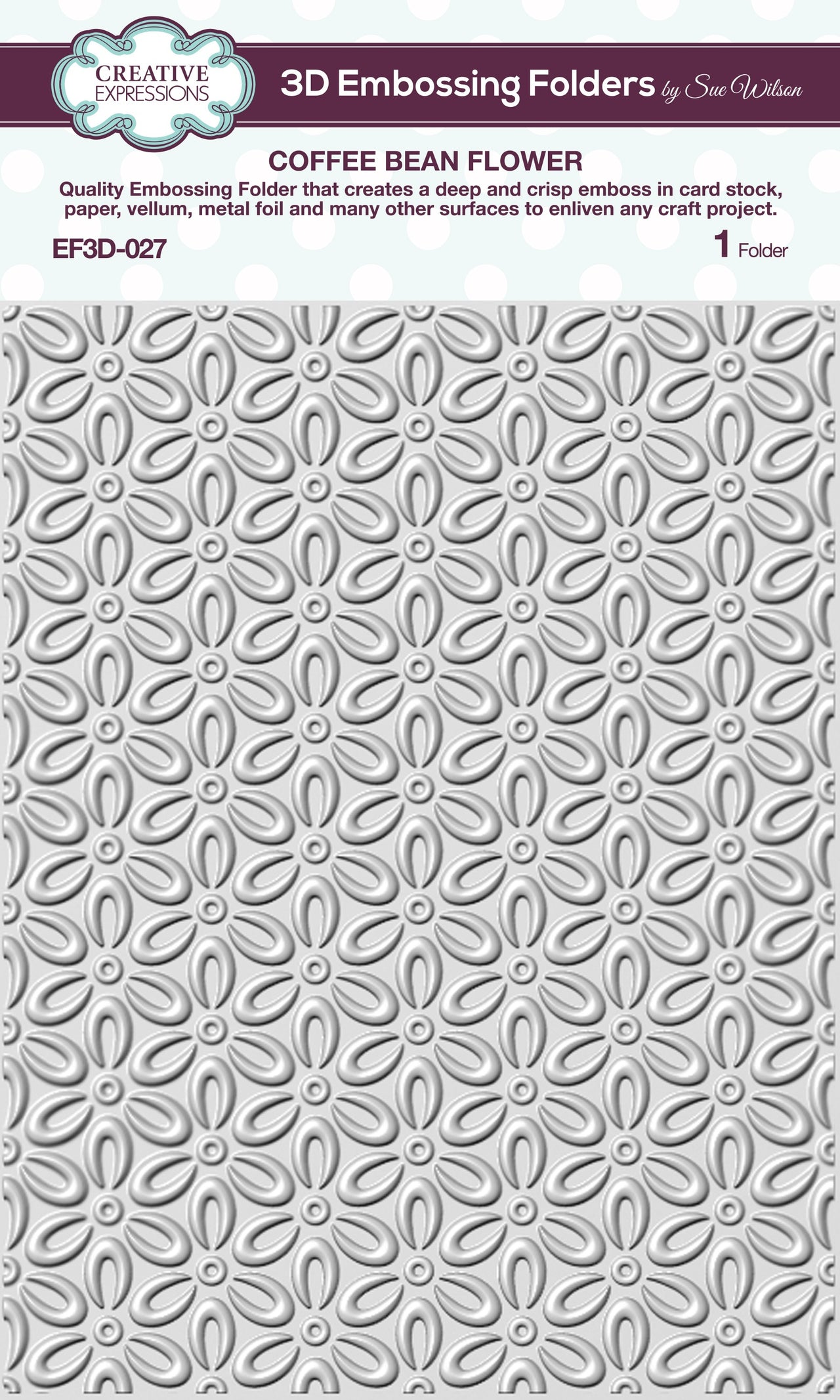 Creative Expressions 3D Embossing Folder 5.75"X7.5" - Coffee Bean Flower