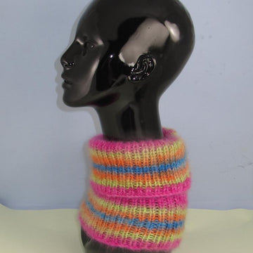 Angel Print Mohair Turtle Neck Rib Cowl