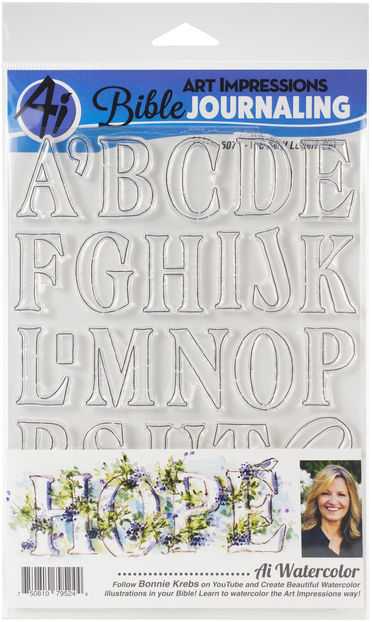 Art Impressions Bible Journaling Watercolor Clear Stamps - Wc Serif Letters
