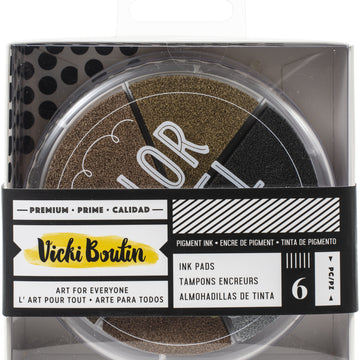 American Crafts Vicki Boutin Mixed Media Color Wheel Pigment Ink Pads 6/Pkg - Metallics, Wildflower & Honey