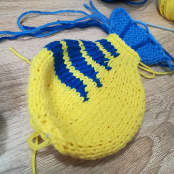 Knitting pattern for the Flounder toy, soft toy fish based on the Little Mermaid