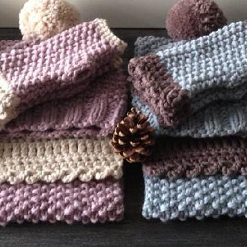 Chunky Moss Stitch Hat, Scarf and Gloves