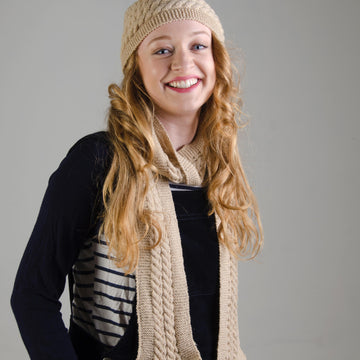 Cable Pom Pom Hat and Scarf set