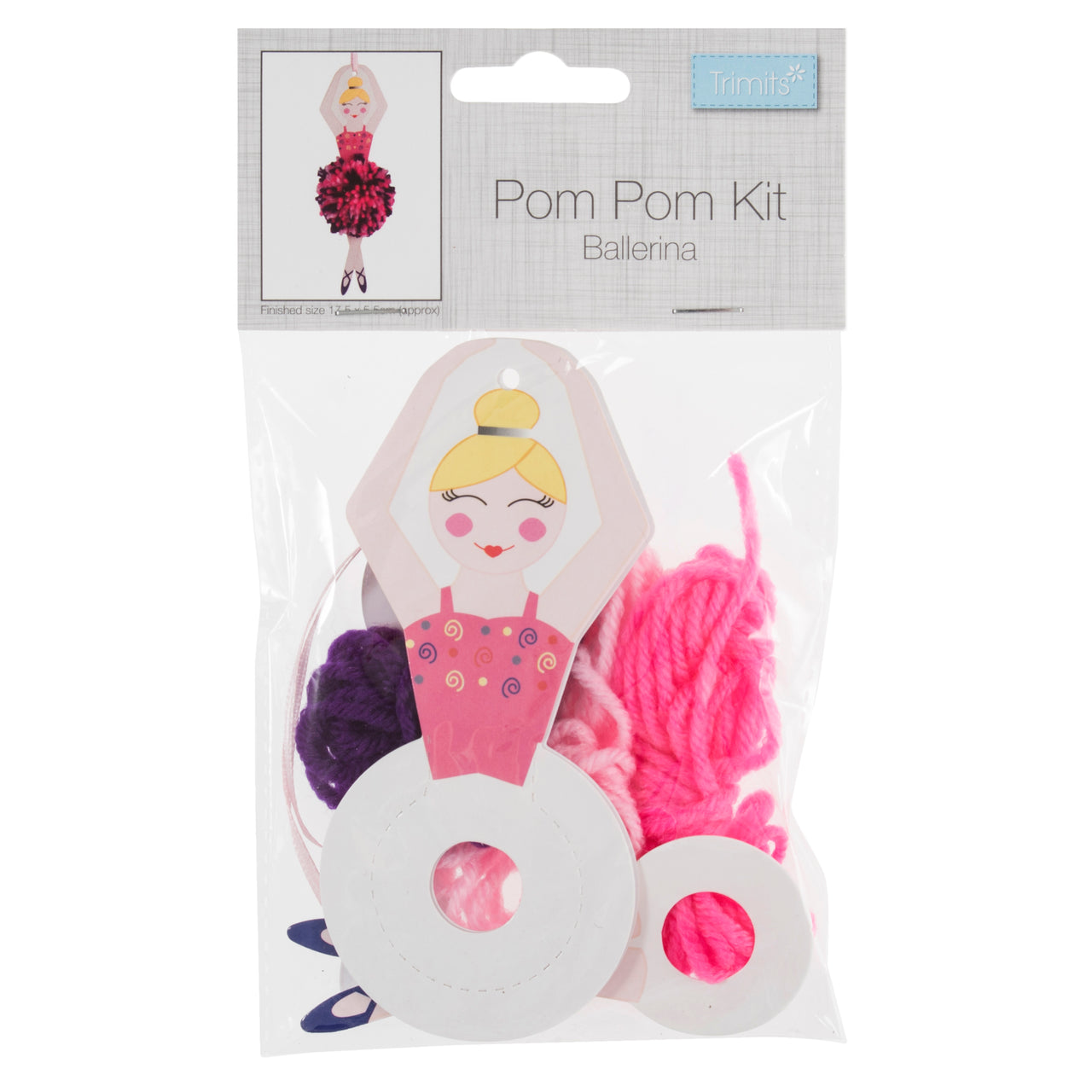 Trimits Christmas Pom Pom Decoration: Sugar Plum Fairy: Pack of 4 Kids Crafts Kit