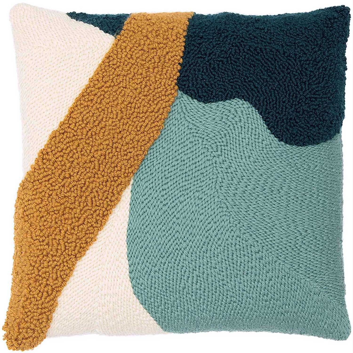 Rico Punch Needle Kit - Cushion Mustard/Green - 40cm x 40cm