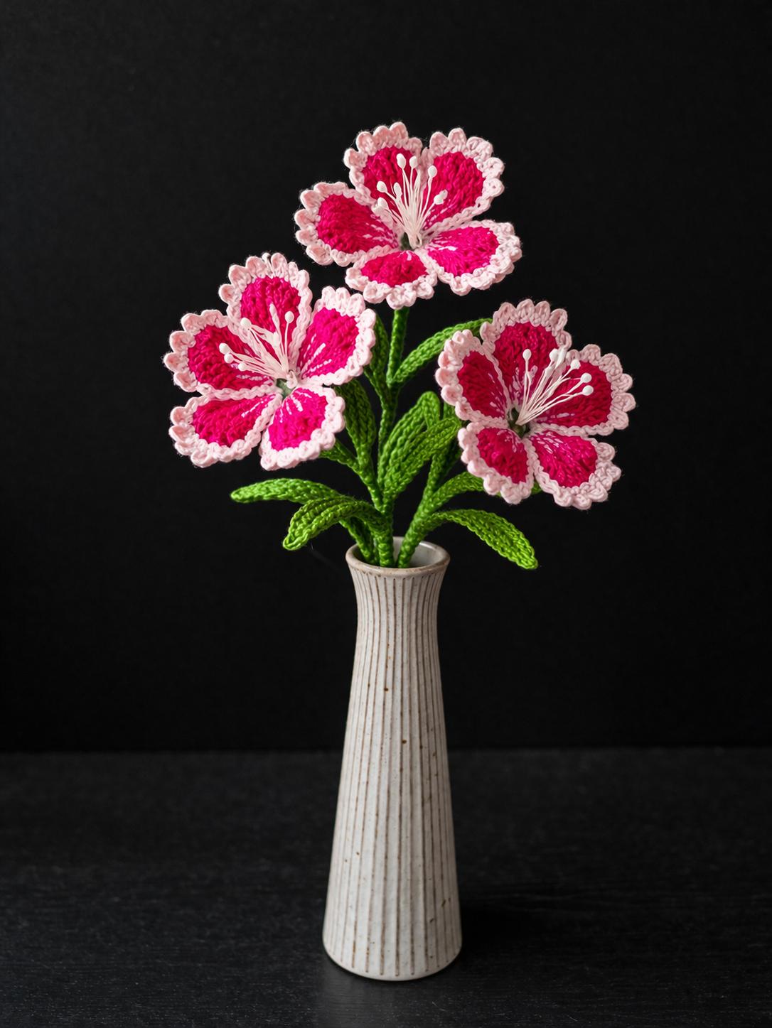 Crochet Chinese pink flowers