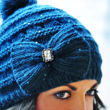 Your Time To Shine Sequin Bow and Boho Flower Hat and Fingerless Glove Set