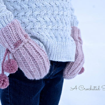 "Winter Poms" Reverisble Mittens