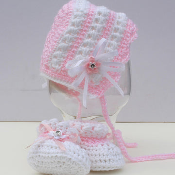 Pearls & Lace Bonnet & Booties 14-137