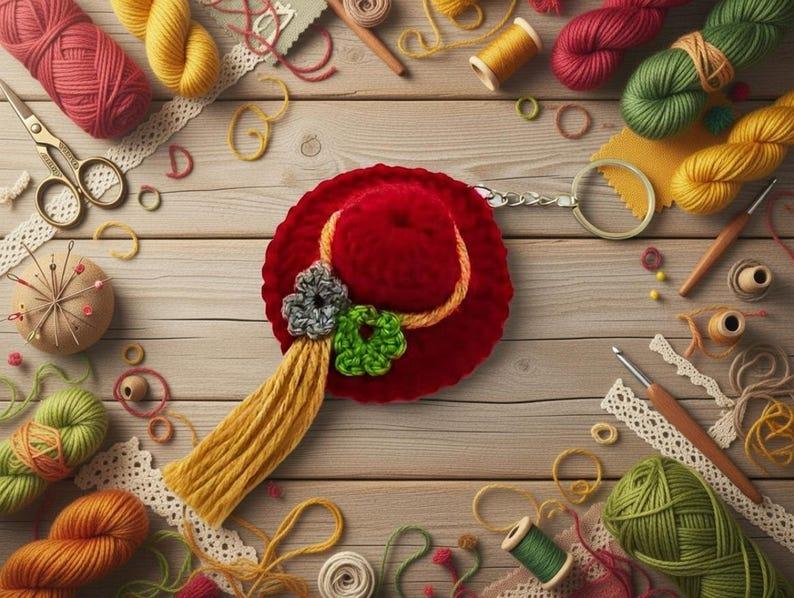 Crochet Hat Keychain Pdf + ideo Tutorials