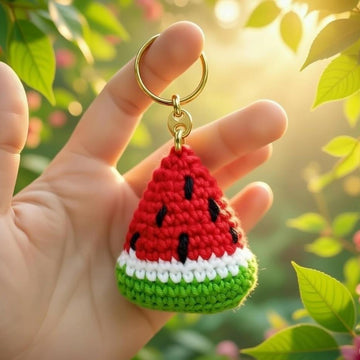 Watermelon Crochet Keychain Pattern PDF + Video Tutorial