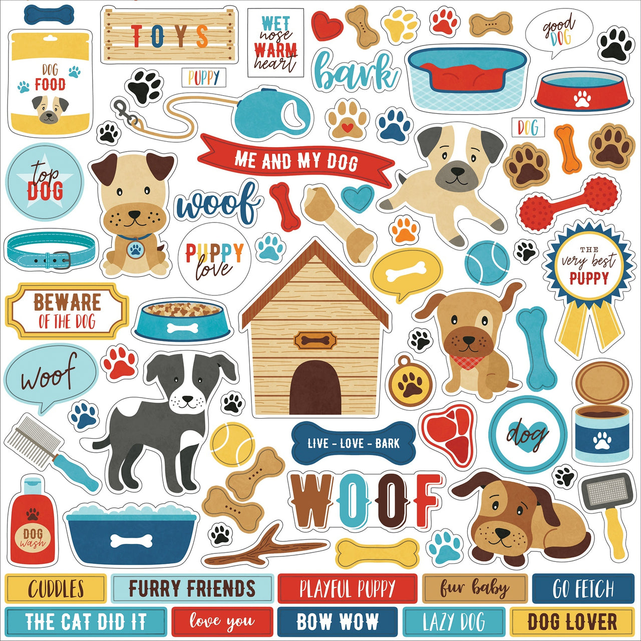 Echo Park Paper I Love My Dog Cardstock Stickers 12"X12" - Elements