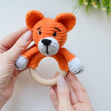 Fox baby rattle amigurumi pattern