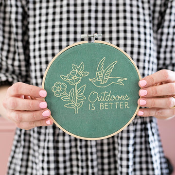 Cotton Clara Outdoors Is Better Hoop Embroidery Kit - 16cm
