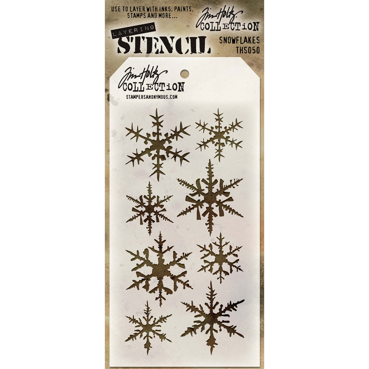 Stampers Anonymous Tim Holtz Layered Stencil 4.125"X8.5" - Snowflakes