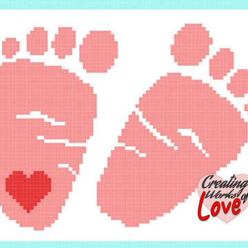 Baby Feet with Heart C2C Graphgan