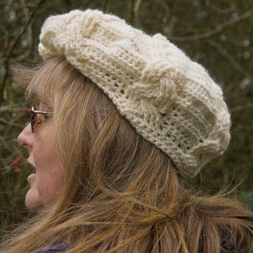 Cabled Beret and Newsboy Cap - Aran Version