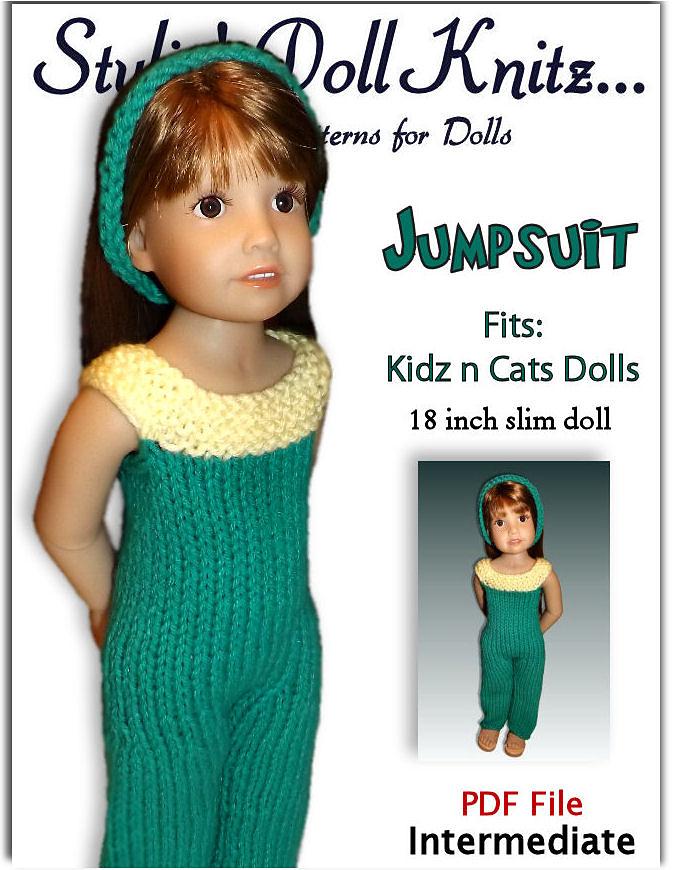 Pant Jumpsuit Knitting Pattern fits Kidz n Cats Dolls.