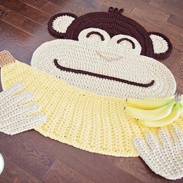 Chip the Chimpanzee Banana Monkey Rug