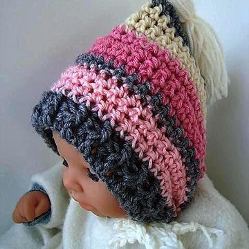 652 CROCHET HOOD, NEAPOLITAN, baby to adult
