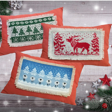 Knitting pattern Interchangeable pillow panels to decorate your home for Christmas.