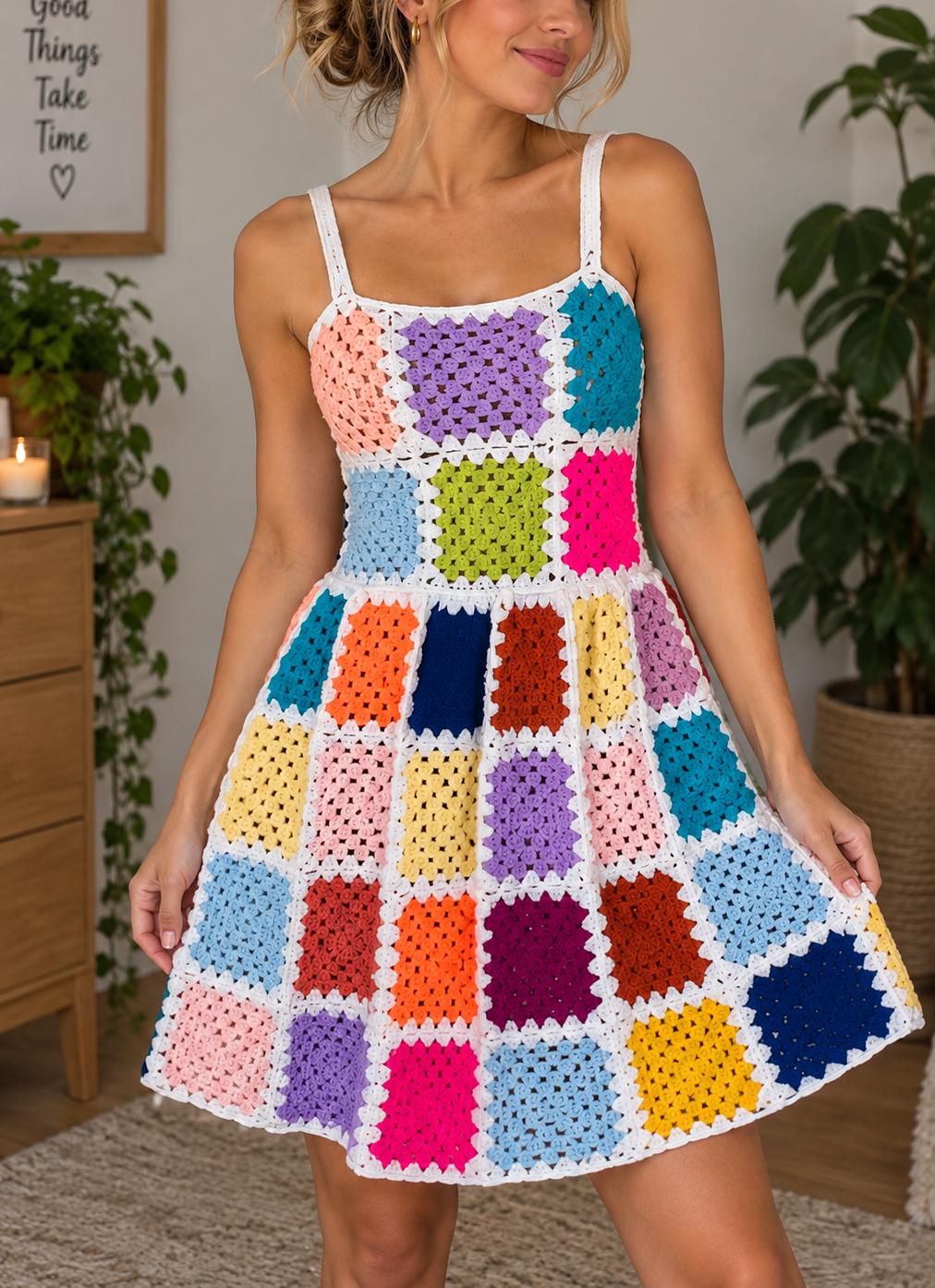 Granny Square Dress Crochet Pattern