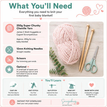 Easy Chenille Baby Blanket Knitting Pattern PDF | Beginner Blanket Pattern
