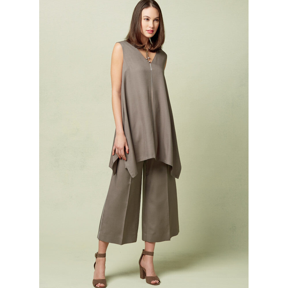 Vogue Misses' Pullover Tunic with Uneven Hem and Wide-Leg Pants V1550 - Sewing Pattern