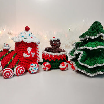 Gingerbread Christmas Train Amigurumi Set