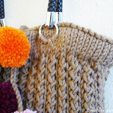 Large tote with colorful pom poms