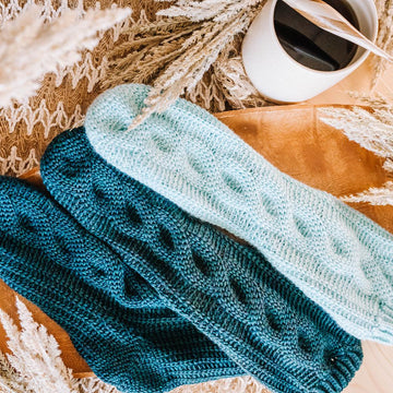 All Cabled Up In Sunshine Crochet Socks