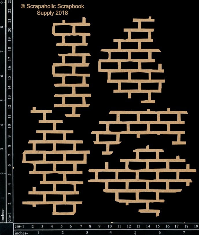 Scrapaholics Laser Cut Chipboard 1.8mm Thick - Brick Pieces, 5/Pkg, 1.5"-4.25"