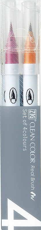 ZIG Kuretake ZIG Clean Color Real Brush Markers 4/Pkg - Pale