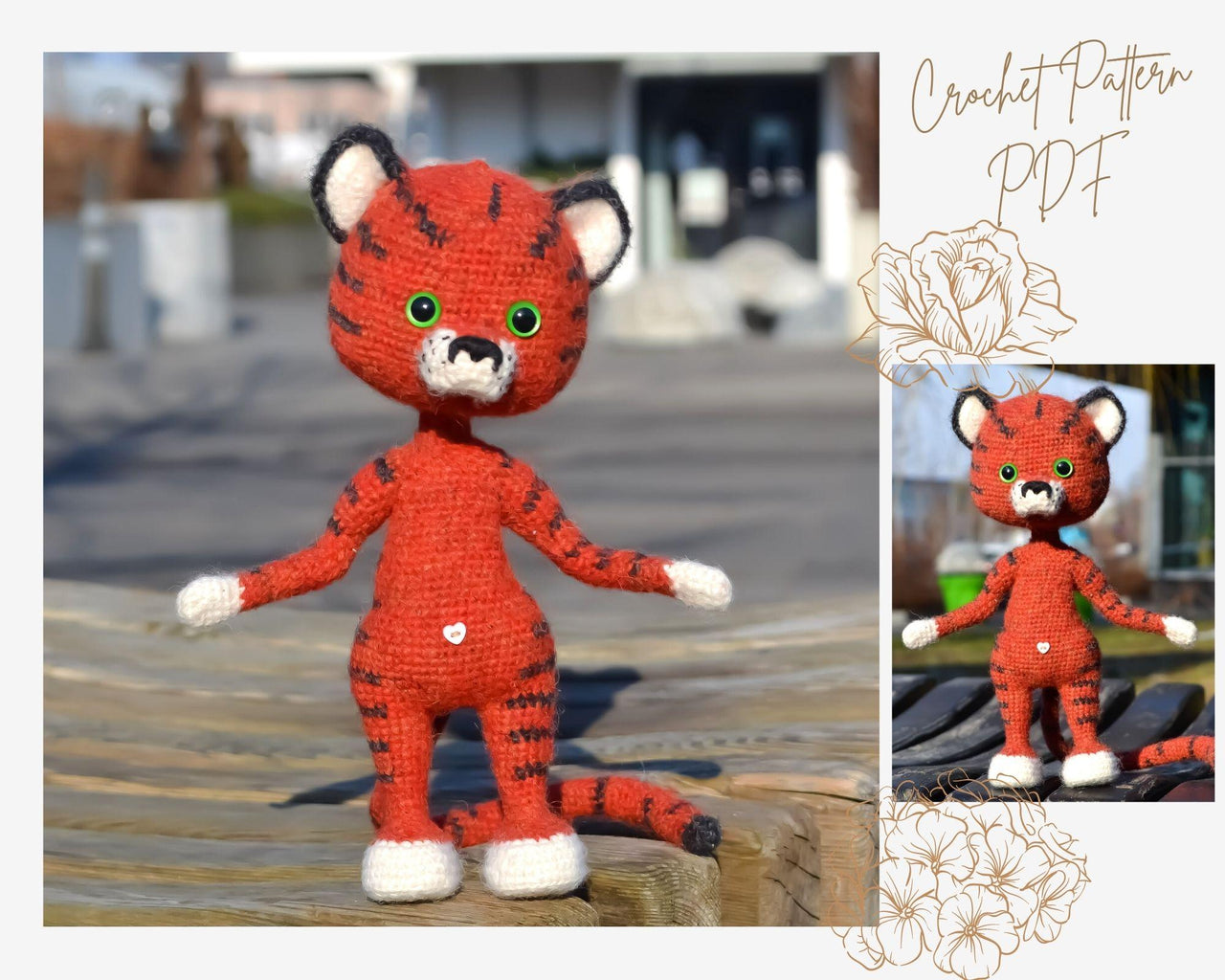 Crochet Pattern: Little Tigre toy PDF,
