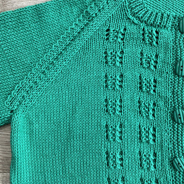 Raglan Cardigan with Eyelet Motifs