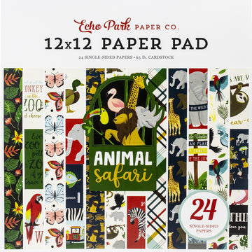 Echo Park Paper Echo Park Single-Sided Paper Pad 12"X12" 24/Pkg - Animal Safari, 12 Designs/2 Each